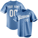 Custom Light Blue & White Color Fan Baseball Jersey