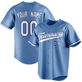 Custom Light Blue & White Color Fan Baseball Jersey