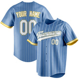 Custom Light Blue & White White Pinstripe Fan Baseball Jersey