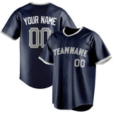 Custom Navy & Gray Color Fan Baseball Jersey