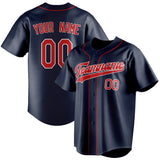 Custom Navy & Red Color Fan Baseball Jersey