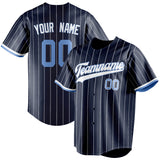 Custom Navy & White White Pinstripe Fan Baseball Jersey