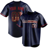 Custom Navy & Red Color Fan Baseball Jersey BB01240531WY490