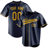 Custom Navy & Gold Color Fan Baseball Jersey