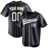 Custom Navy & White White Pinstripe Fan Baseball Jersey