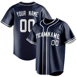 Custom Navy & White Color Fan Baseball Jersey