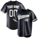 Custom Navy & White White Pinstripe Fan Baseball Jersey