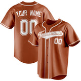 Custom Texas Orange & White Color Fan Baseball Jersey