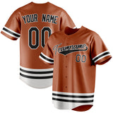 Custom Texas Orange & Black Double Stripe Fan Baseball Jersey