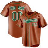 Custom Texas Orange & Kelly Green Color Fan Baseball Jersey