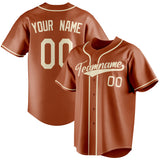 Custom Texas Orange & Cream Color Fan Baseball Jersey