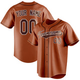 Custom Texas Orange & Brown Color Fan Baseball Jersey