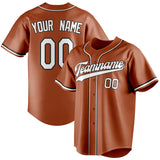 Custom Texas Orange & White Color Fan Baseball Jersey