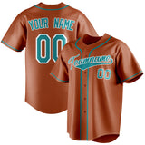 Custom Texas Orange & Teal Color Fan Baseball Jersey BB01240531WY551