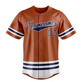 Custom Texas Orange & Navy Double Stripe Fan Baseball Jersey BB01240531WY552