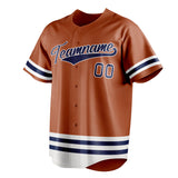 Custom Texas Orange & Navy Double Stripe Fan Baseball Jersey BB01240531WY552