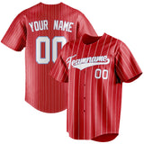 Custom Red & White White Pinstripe Fan Baseball Jersey