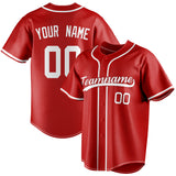 Custom Red & White Color Fan Baseball Jersey