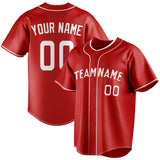 Custom Red & White Color Fan Baseball Jersey