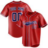 Custom Red & Royal Color Fan Baseball Jersey