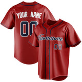 Custom Red & Navy Color Fan Baseball Jersey