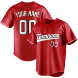 Custom Red & White Color Fan Baseball Jersey