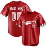 Custom Red & White Color Fan Baseball Jersey