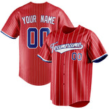 Custom Red & White White Pinstripe Fan Baseball Jersey