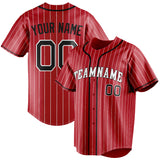 Custom Red & Black White Pinstripe Fan Baseball Jersey