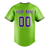 Custom Neon Green & Purple Color Fan Baseball Jersey BB01240531XJ420