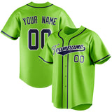 Custom Neon Green & Navy Color Fan Baseball Jersey