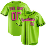 Custom Neon Green & Pink Color Fan Baseball Jersey