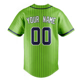 Custom Neon Green & Navy Black Pinstripe Fan Baseball Jersey BB01240531XJ427