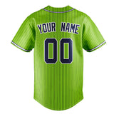 Custom Neon Green & Navy Black Pinstripe Fan Baseball Jersey BB01240531XJ428