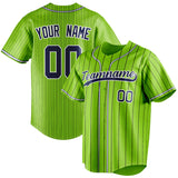 Custom Neon Green & Navy Black Pinstripe Fan Baseball Jersey BB01240531XJ428