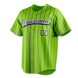 Custom Neon Green & Navy Black Pinstripe Fan Baseball Jersey BB01240531XJ428