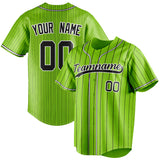 Custom Neon Green & Black Black Pinstripe Fan Baseball Jersey