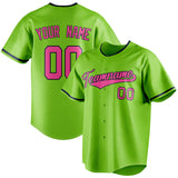 Custom Neon Green & Pink Color Fan Baseball Jersey