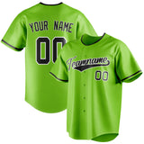 Custom Neon Green & Black Color Fan Baseball Jersey