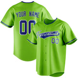 Custom Neon Green & Royal Color Fan Baseball Jersey