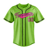 Custom Neon Green & Pink Black Pinstripe Fan Baseball Jersey BB01240531XJ436