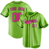 Custom Neon Green & Pink Black Pinstripe Fan Baseball Jersey