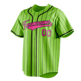 Custom Neon Green & Pink Black Pinstripe Fan Baseball Jersey BB01240531XJ436