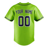 Custom Neon Green & Navy Black Pinstripe Fan Baseball Jersey BB01240531XJ437