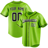 Custom Neon Green & Black Color Fan Baseball Jersey