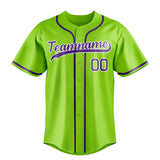 Custom Neon Green & Purple Color Fan Baseball Jersey BB01240531XJ439