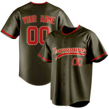 Custom Olive & Red Color Fan Baseball Jersey