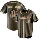 Custom Olive & Cream Vintage USA Flag Fan Baseball Jersey