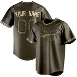 Custom Olive & Camo Color Fan Baseball Jersey