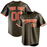 Custom Olive & Orange Color Fan Baseball Jersey